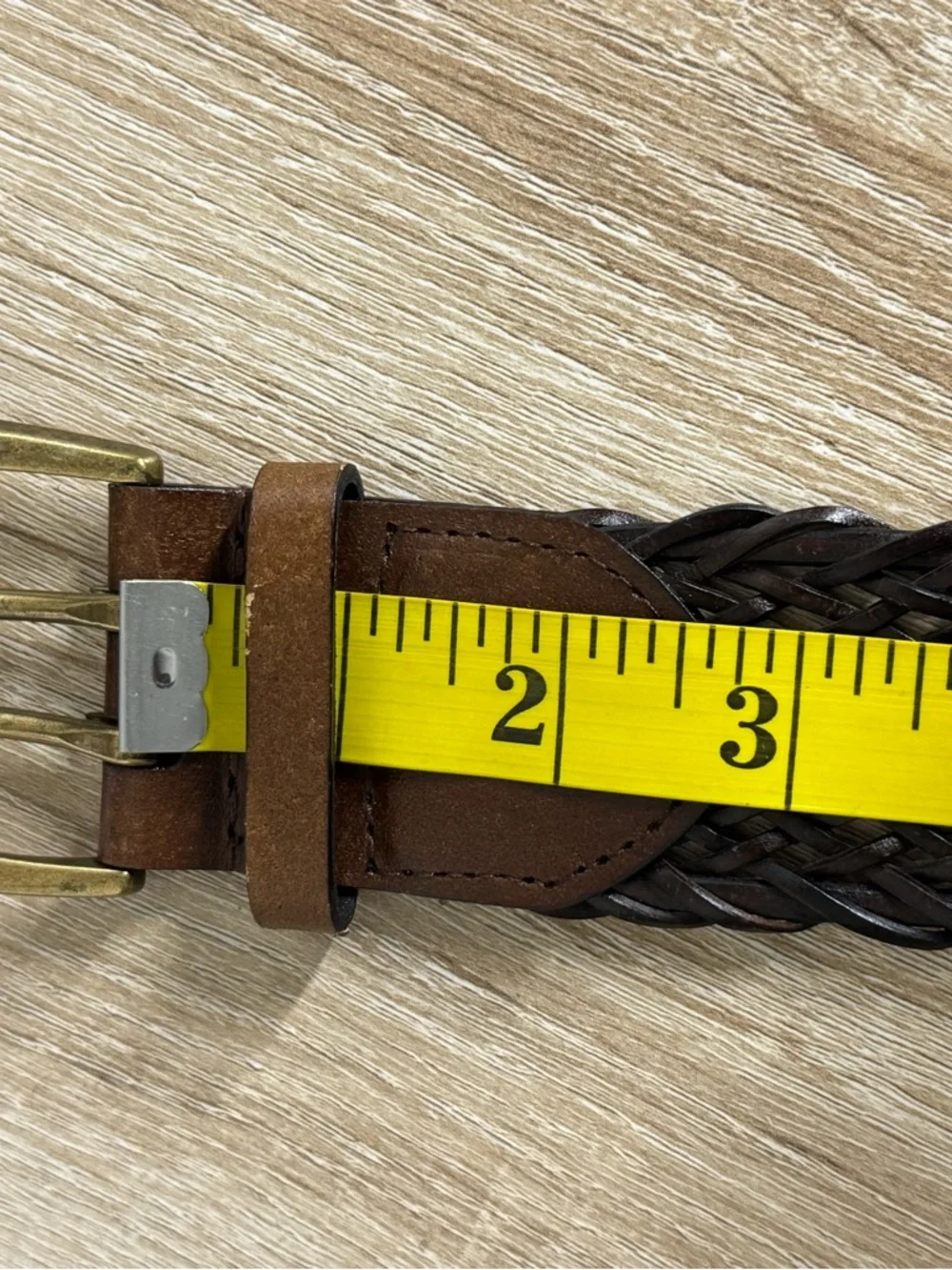 Dark Brown Genuine Bonded Leather Braided Belt Women Size L/XL
